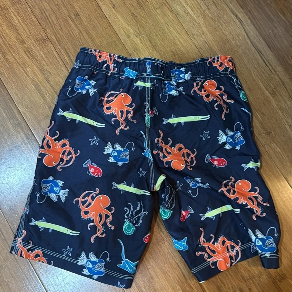 Gymboree boys bundle of swim trunks, sharks, fish, octopus size large (10-12)